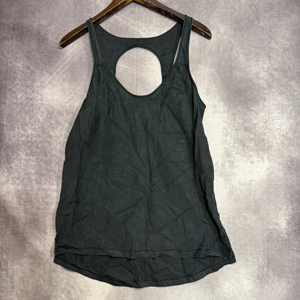 Lululemon Tank Top Women Medium Black Open Back Racerback High Low Hem Yoga